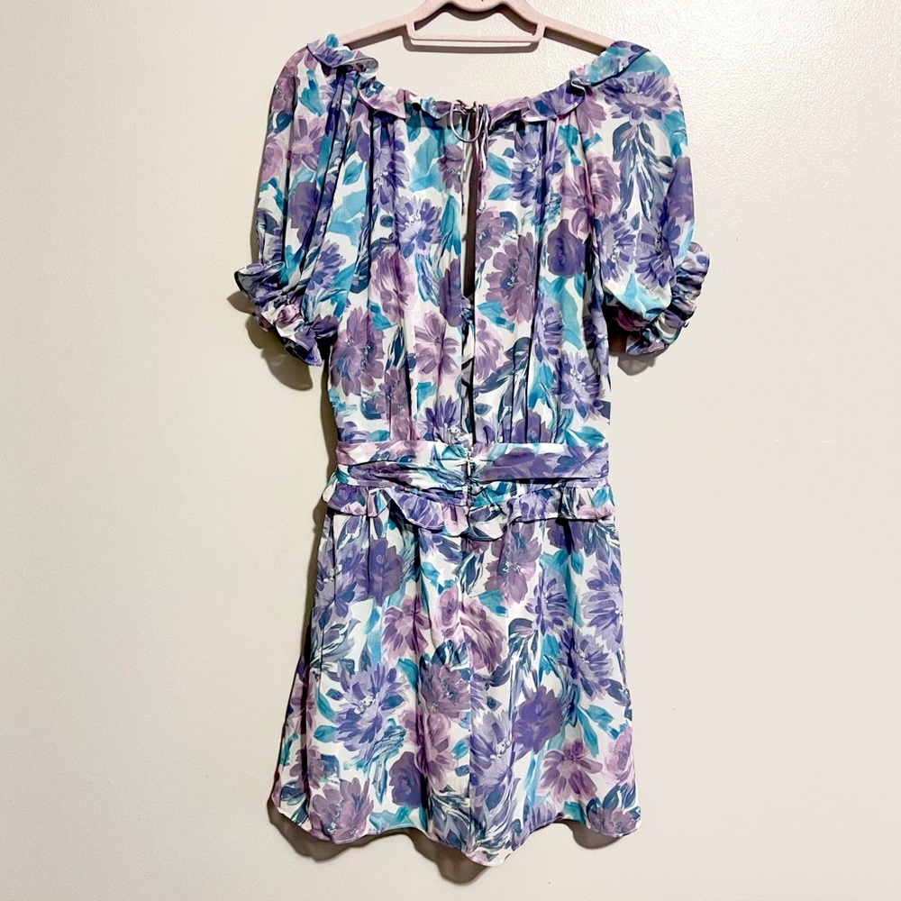 NWT For Love & Lemons Shelly Floral Lilac Ruffled Mini Puff Sleeve DressMSRP$236 - Picture 16 of 16